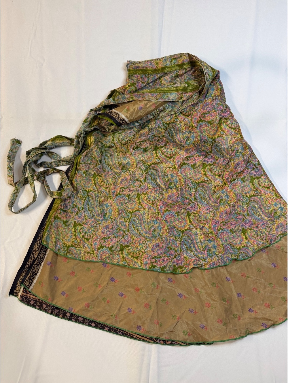 Vintage Wrap Skirt with Floral Paisley Pattern